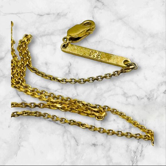 Rare Signed Kendra Scott .925 Sterling Silver Necklace Gold Vermeil 18" - Picture 4 of 5